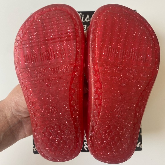 Mini Melissa Pink and Orange Glitter Sandals Toddler Size 7 - Picture 7 of 8
